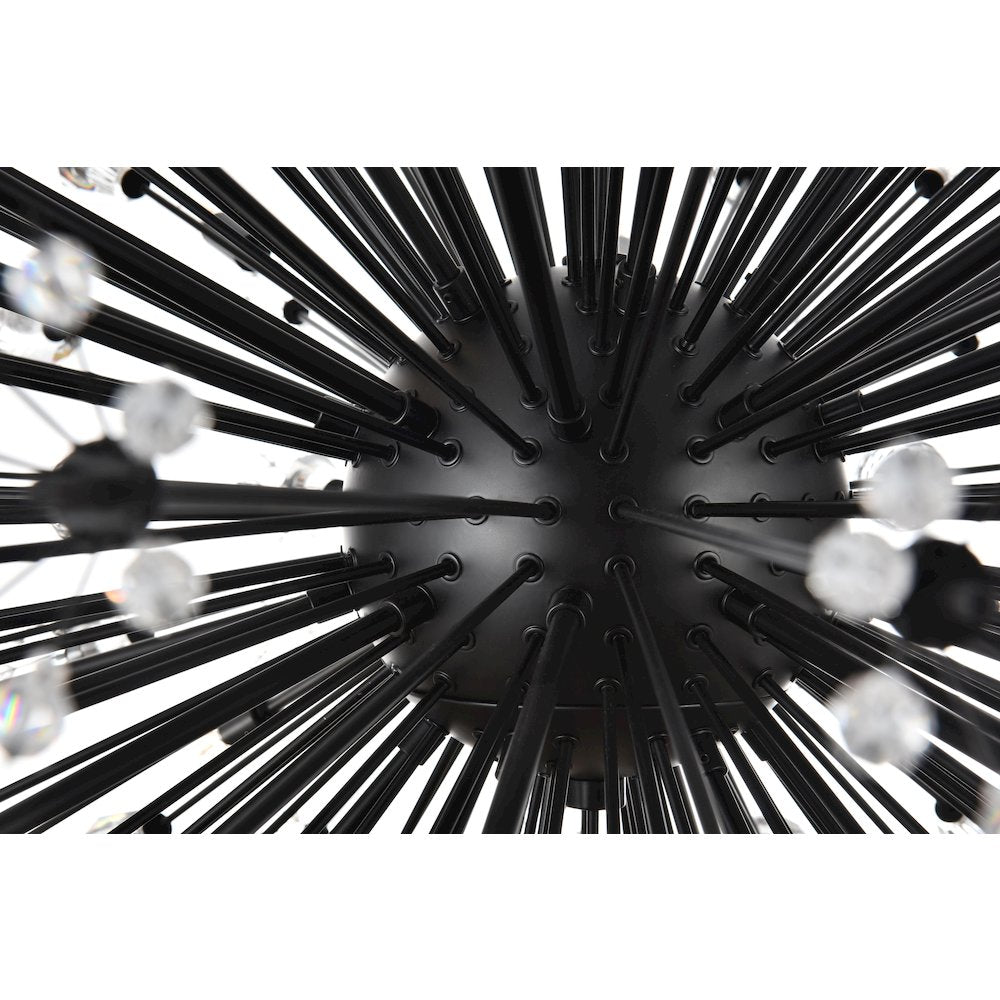 Vera 44 inch crystal starburst round pendant in black
