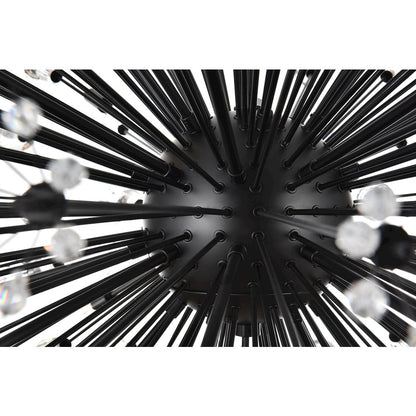 Vera 44 inch crystal starburst round pendant in black
