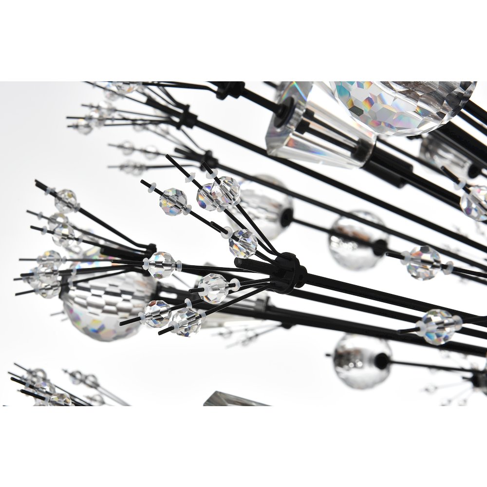Vera 44 inch crystal starburst round pendant in black