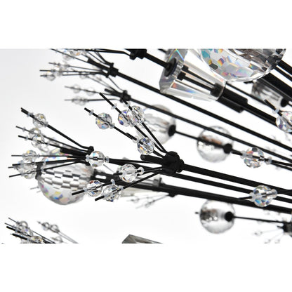 Vera 44 inch crystal starburst round pendant in black