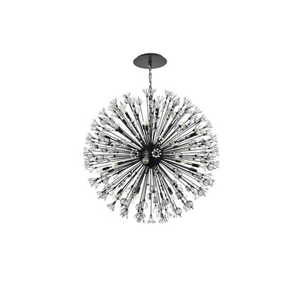 Vera 44 inch crystal starburst round pendant in black