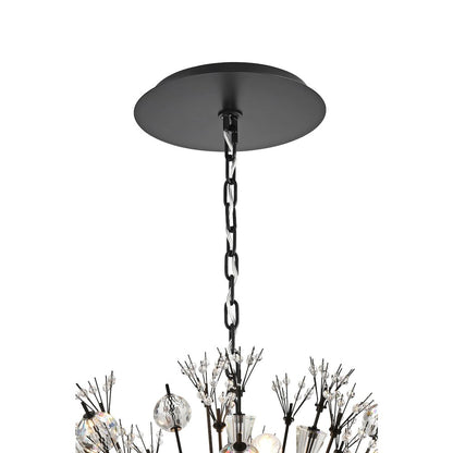 Vera 44 inch crystal starburst round pendant in black