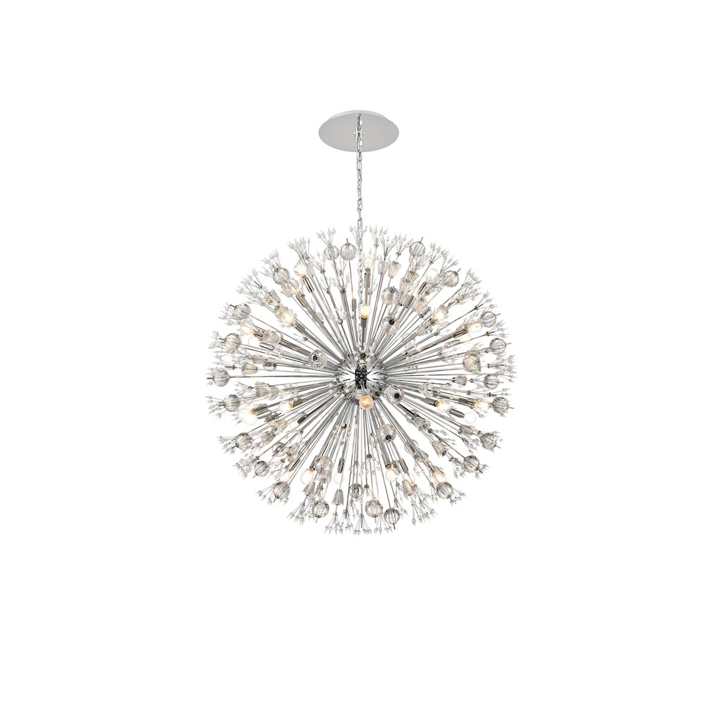 Vera 44 inch crystal starburst round pendant in chrome