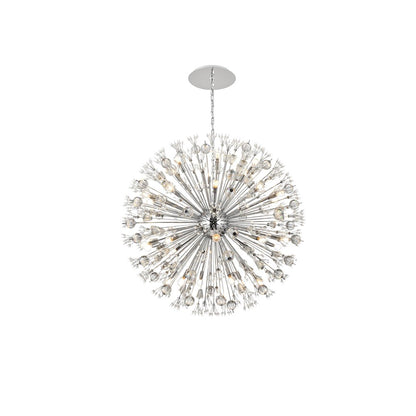 Vera 44 inch crystal starburst round pendant in chrome