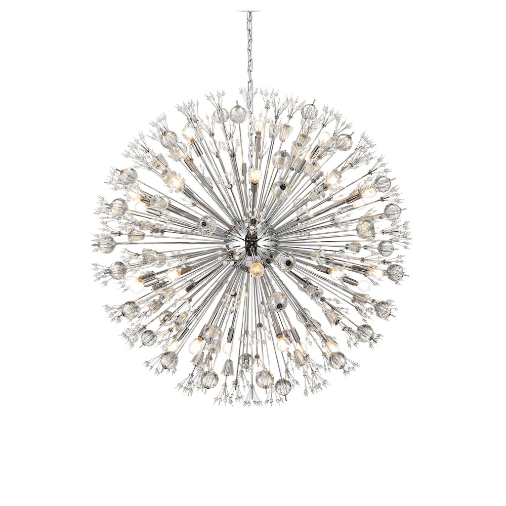 Vera 44 inch crystal starburst round pendant in chrome