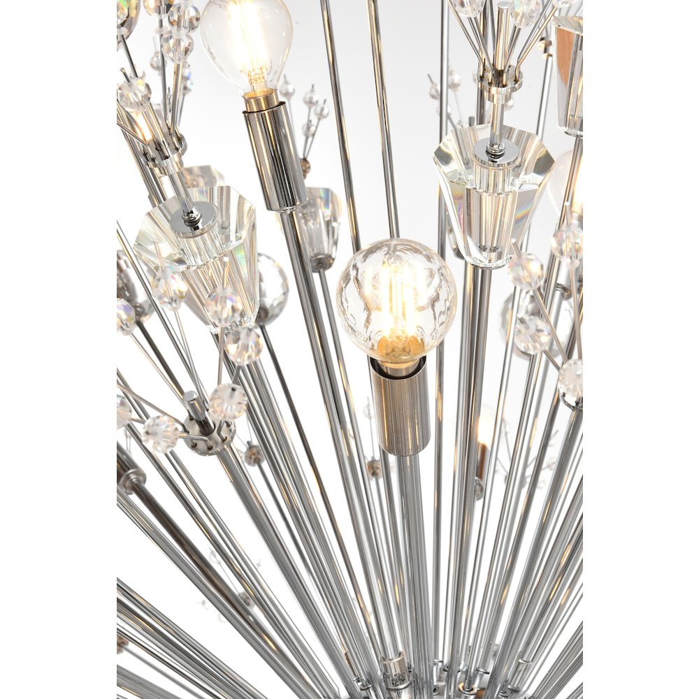 Vera 44 inch crystal starburst round pendant in chrome