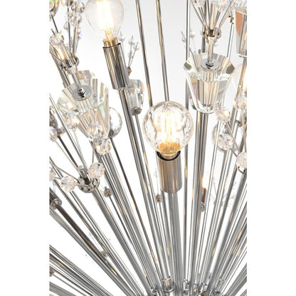 Vera 44 inch crystal starburst round pendant in chrome