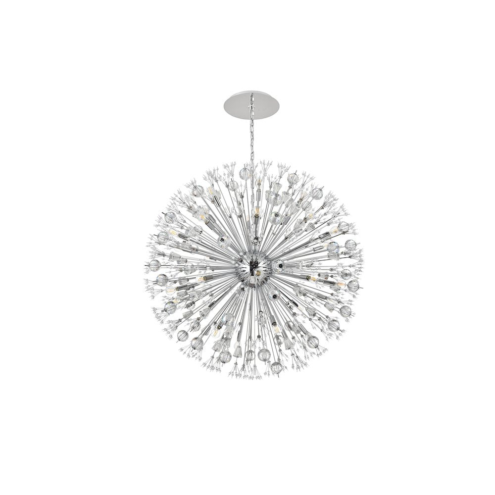 Vera 44 inch crystal starburst round pendant in chrome