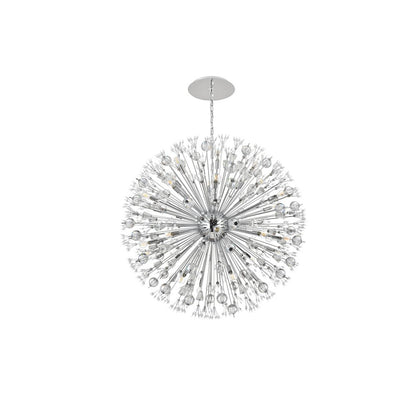 Vera 44 inch crystal starburst round pendant in chrome