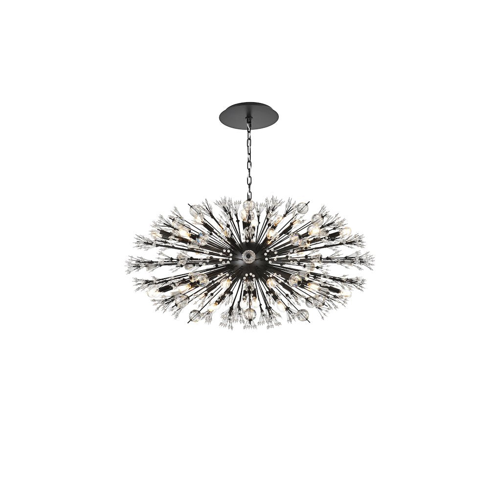 Vera 48 inch crystal starburst oval pendant in black
