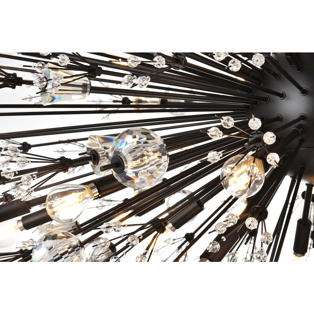 Vera 48 inch crystal starburst oval pendant in black