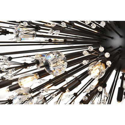 Vera 48 inch crystal starburst oval pendant in black