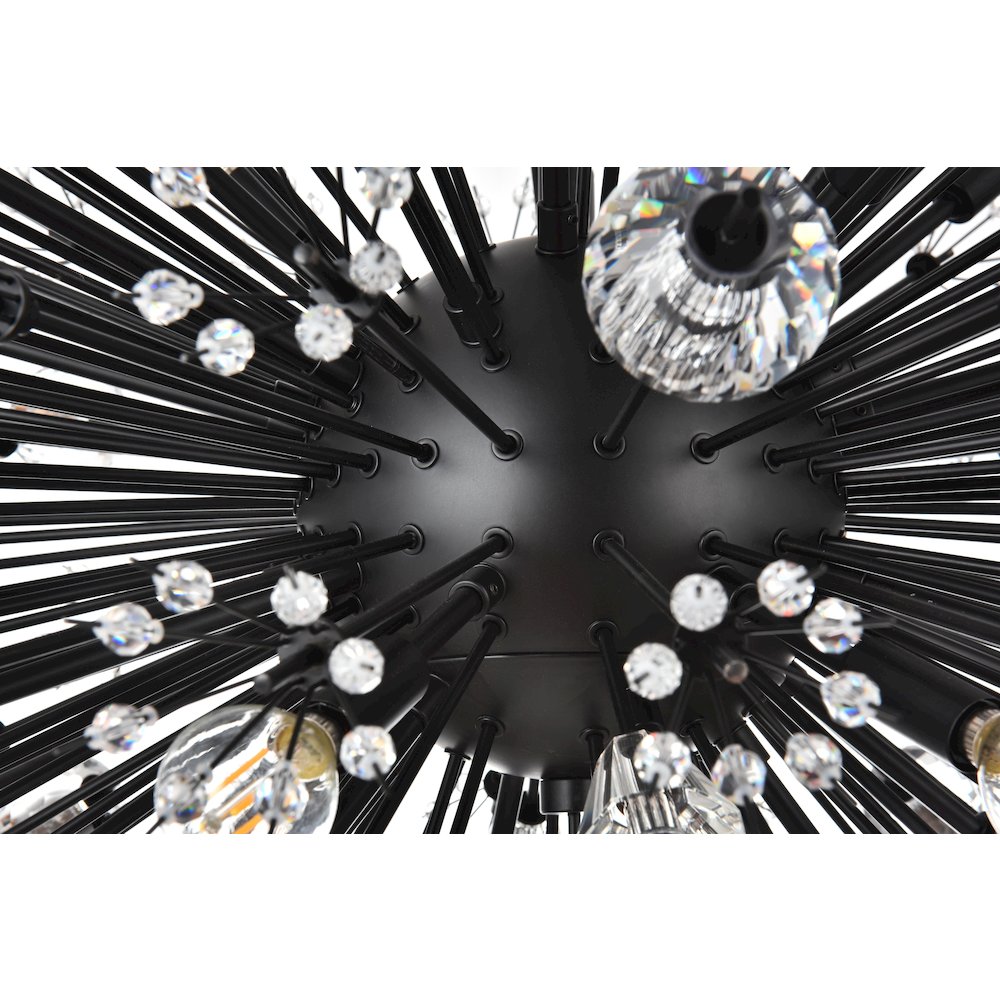 Vera 48 inch crystal starburst oval pendant in black