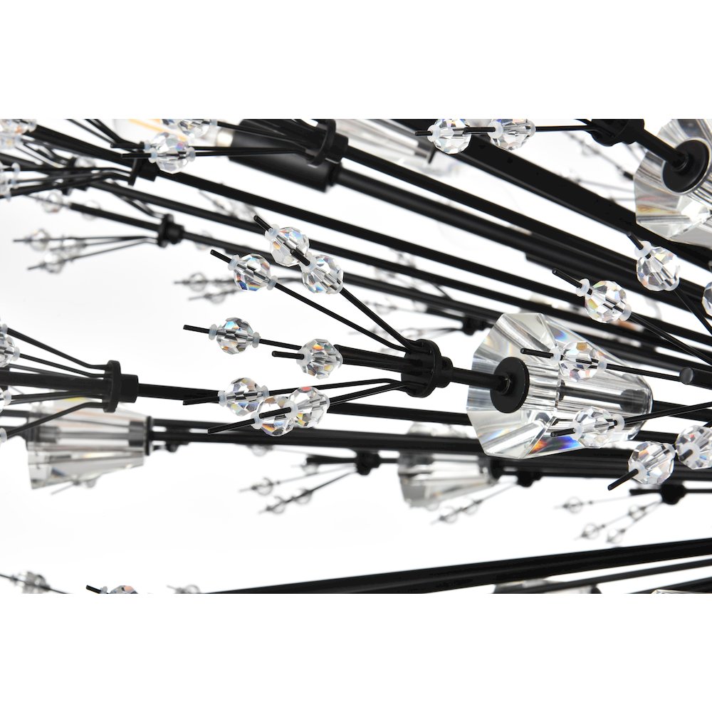 Vera 48 inch crystal starburst oval pendant in black