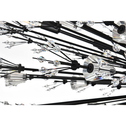 Vera 48 inch crystal starburst oval pendant in black