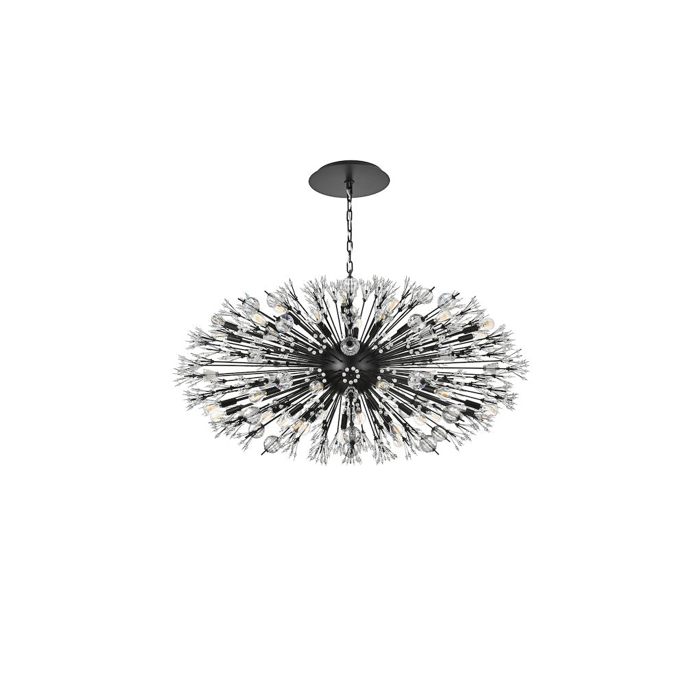 Vera 48 inch crystal starburst oval pendant in black