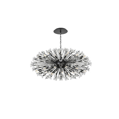 Vera 48 inch crystal starburst oval pendant in black