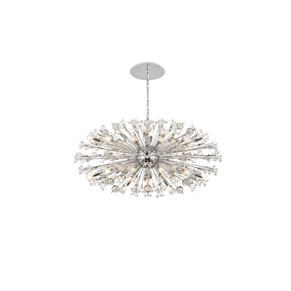 Vera 48 inch crystal starburst oval pendant in chrome
