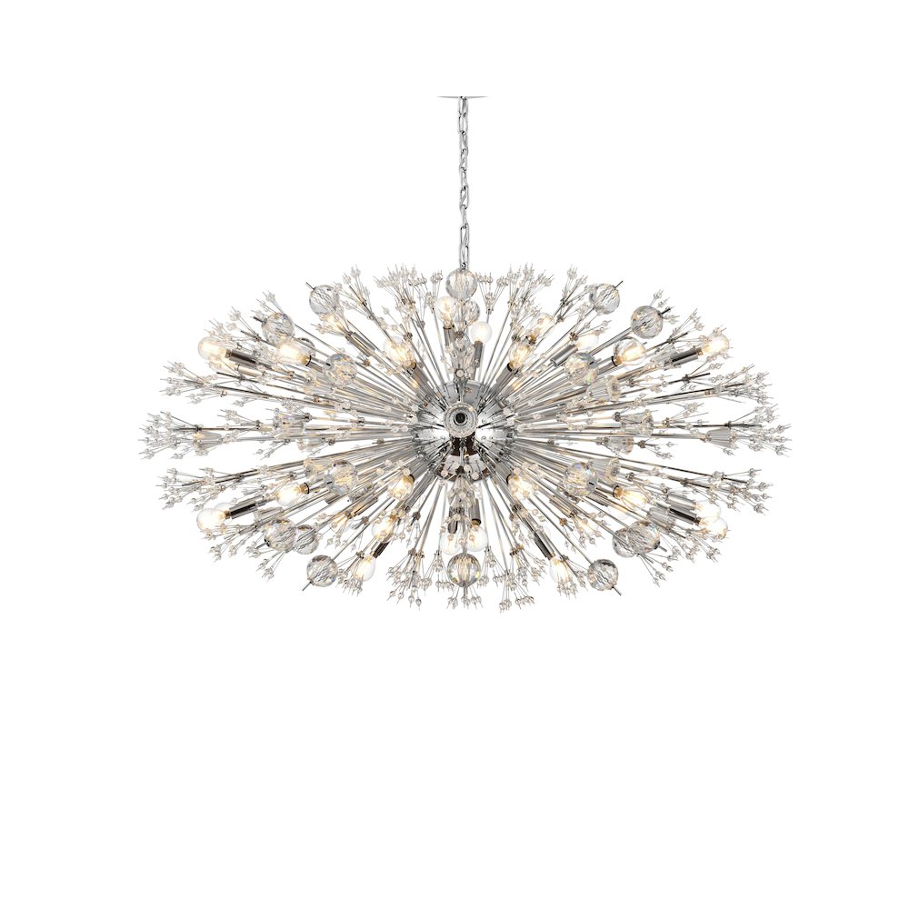 Vera 48 inch crystal starburst oval pendant in chrome