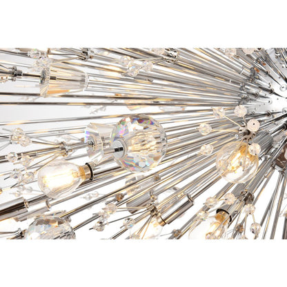Vera 48 inch crystal starburst oval pendant in chrome