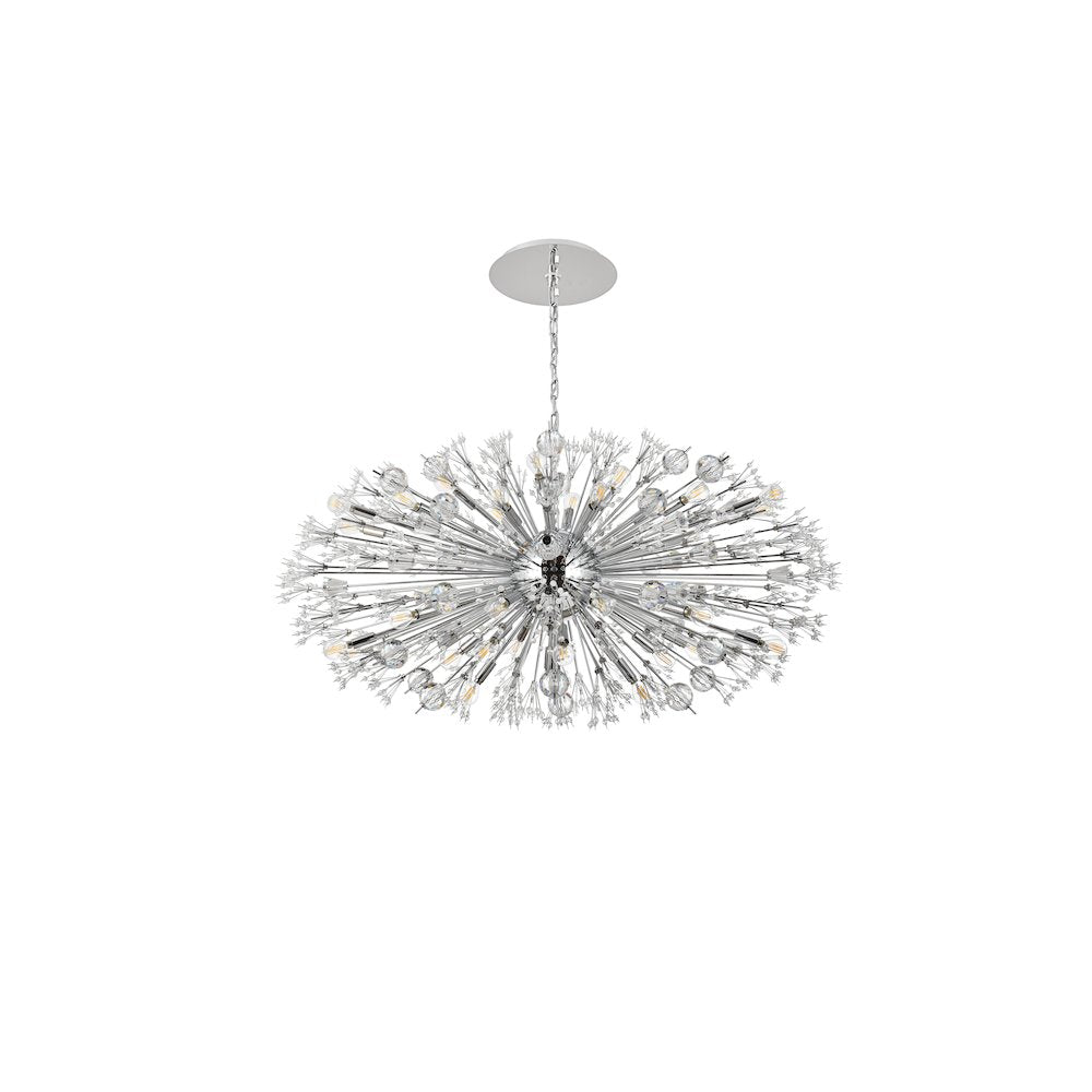 Vera 48 inch crystal starburst oval pendant in chrome
