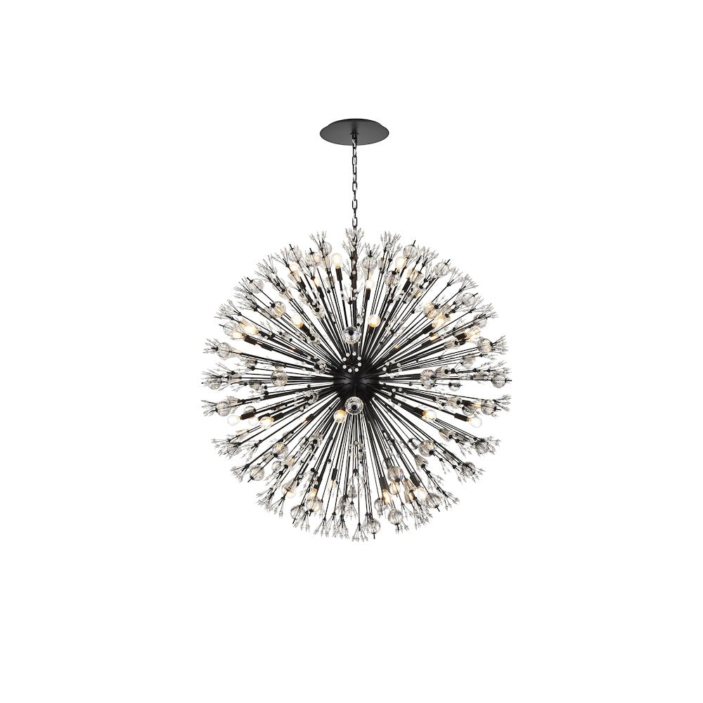 Vera 50 inch crystal starburst round pendant in black