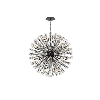 Vera 50 inch crystal starburst round pendant in black