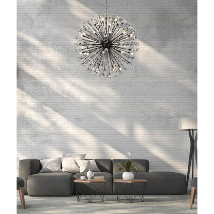 Vera 50 inch crystal starburst round pendant in black