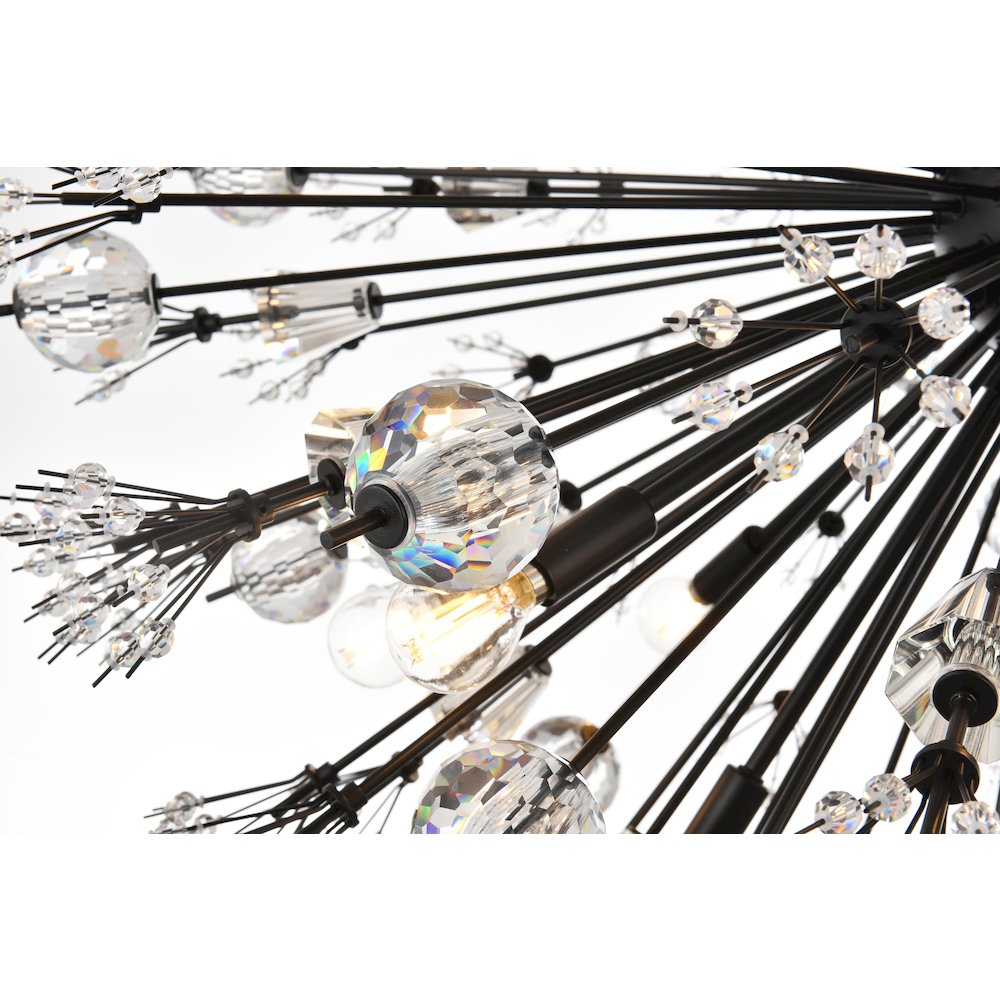 Vera 50 inch crystal starburst round pendant in black