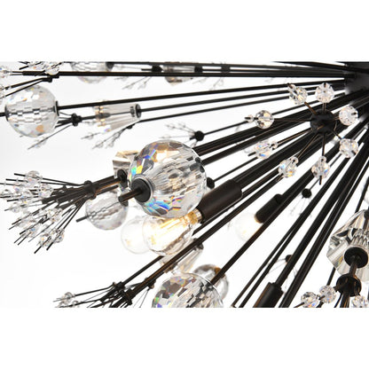 Vera 50 inch crystal starburst round pendant in black