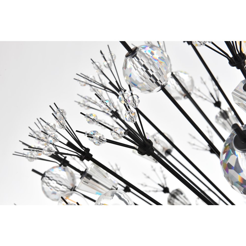 Vera 50 inch crystal starburst round pendant in black