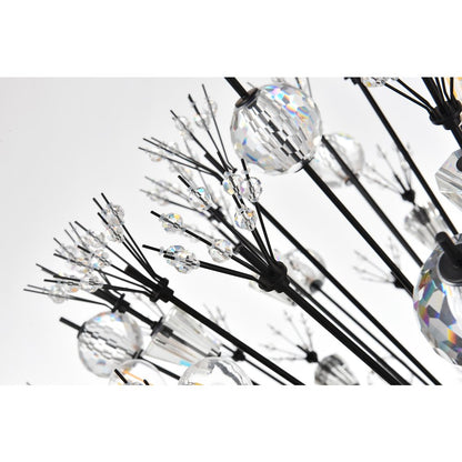 Vera 50 inch crystal starburst round pendant in black