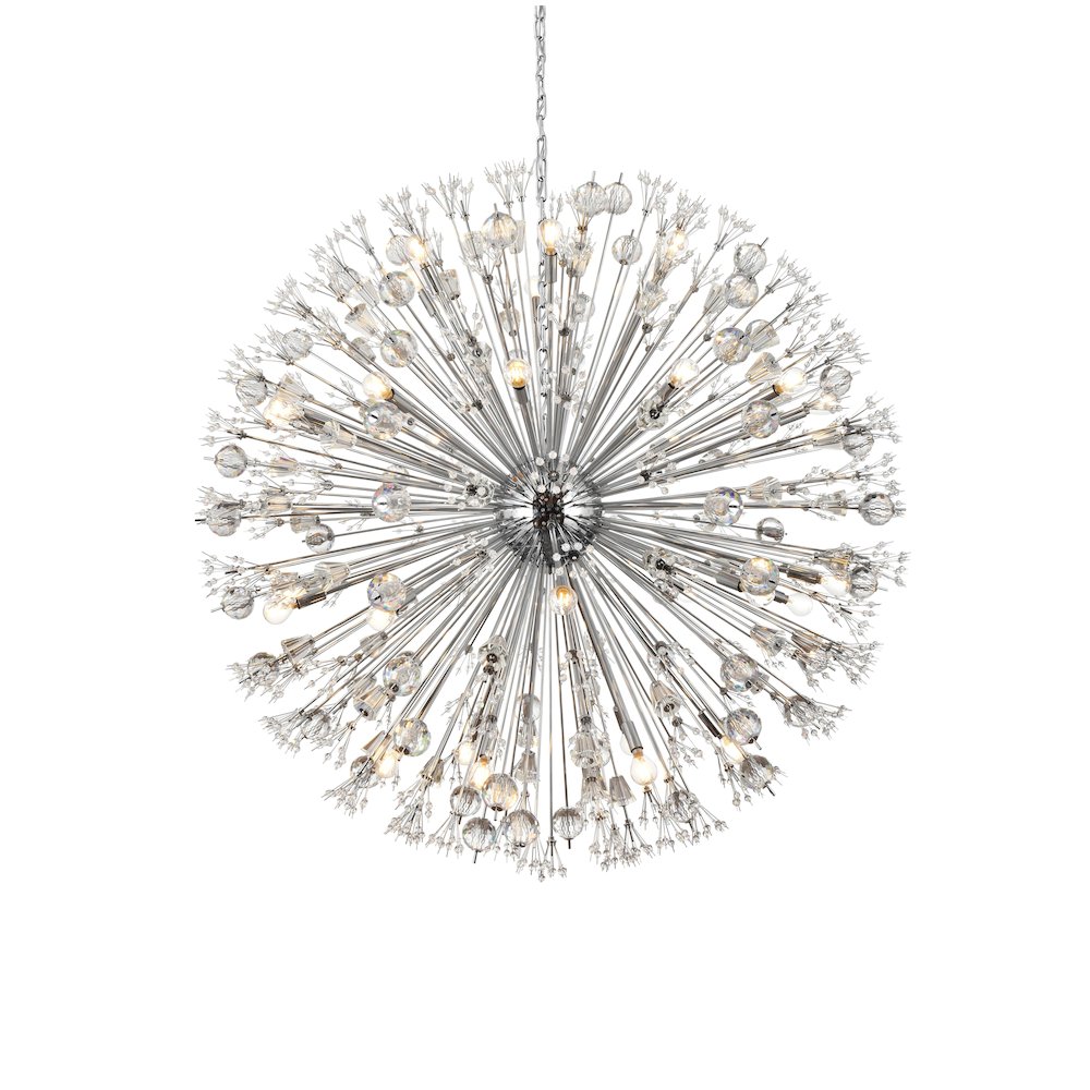 Vera 50 inch crystal starburst round pendant in chrome
