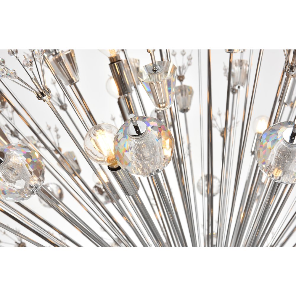 Vera 50 inch crystal starburst round pendant in chrome