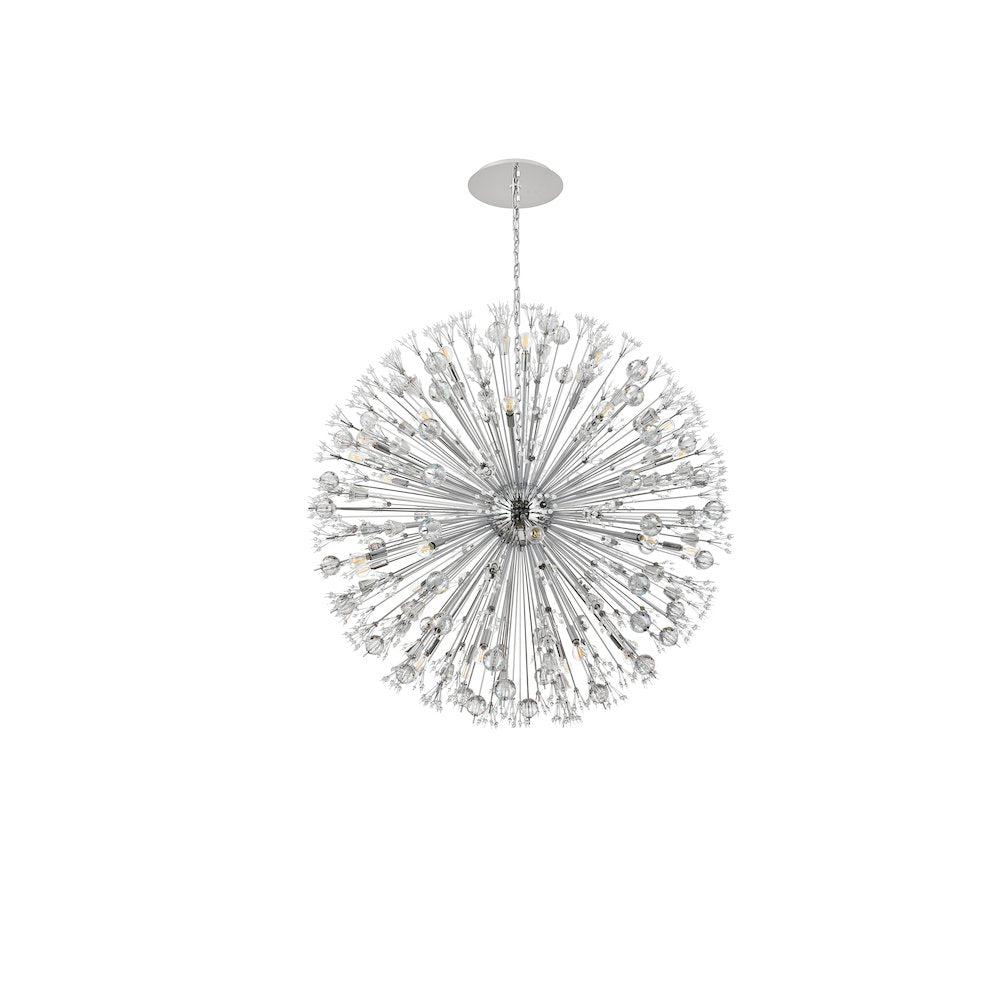 Vera 50 inch crystal starburst round pendant in chrome