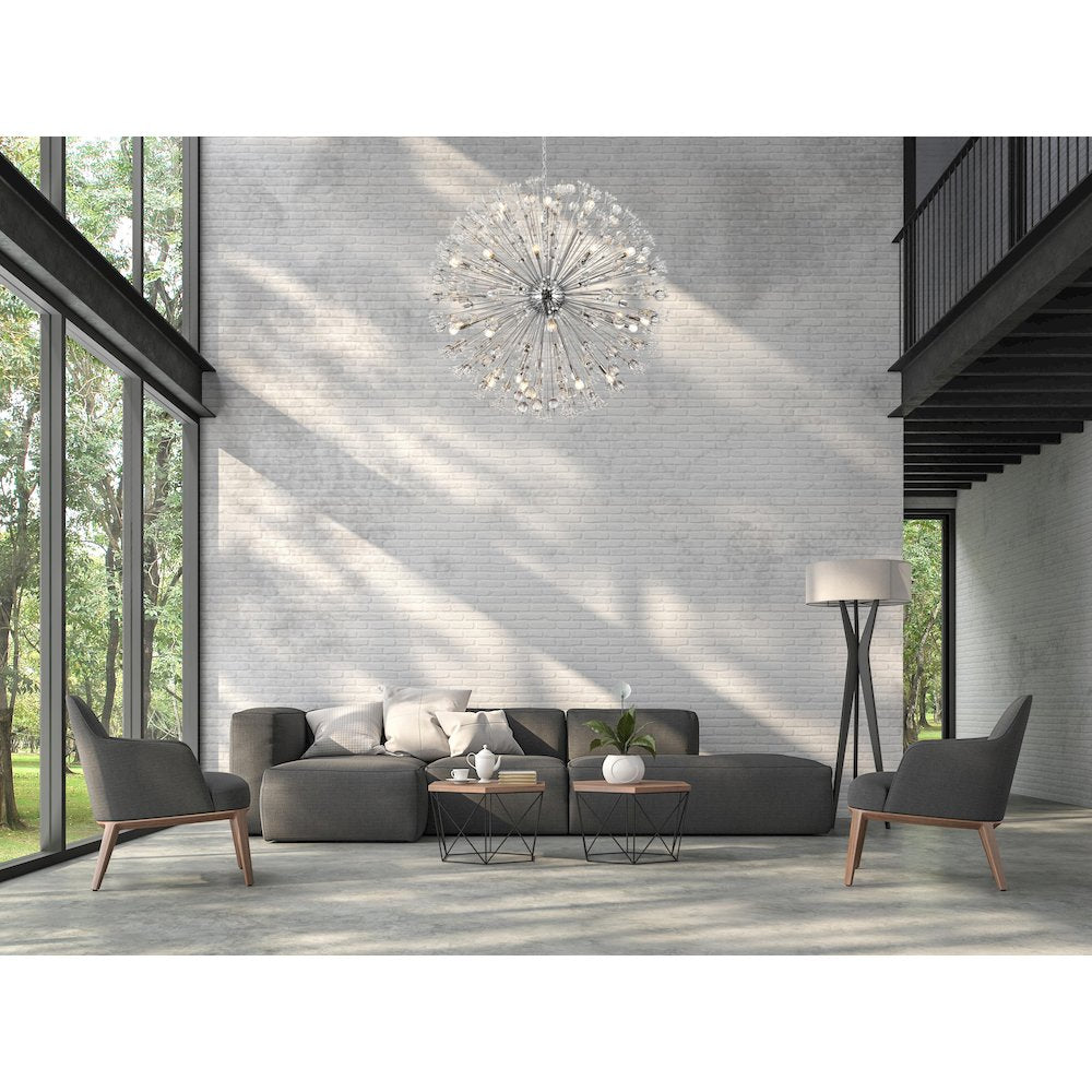 Vera 50 inch crystal starburst round pendant in chrome