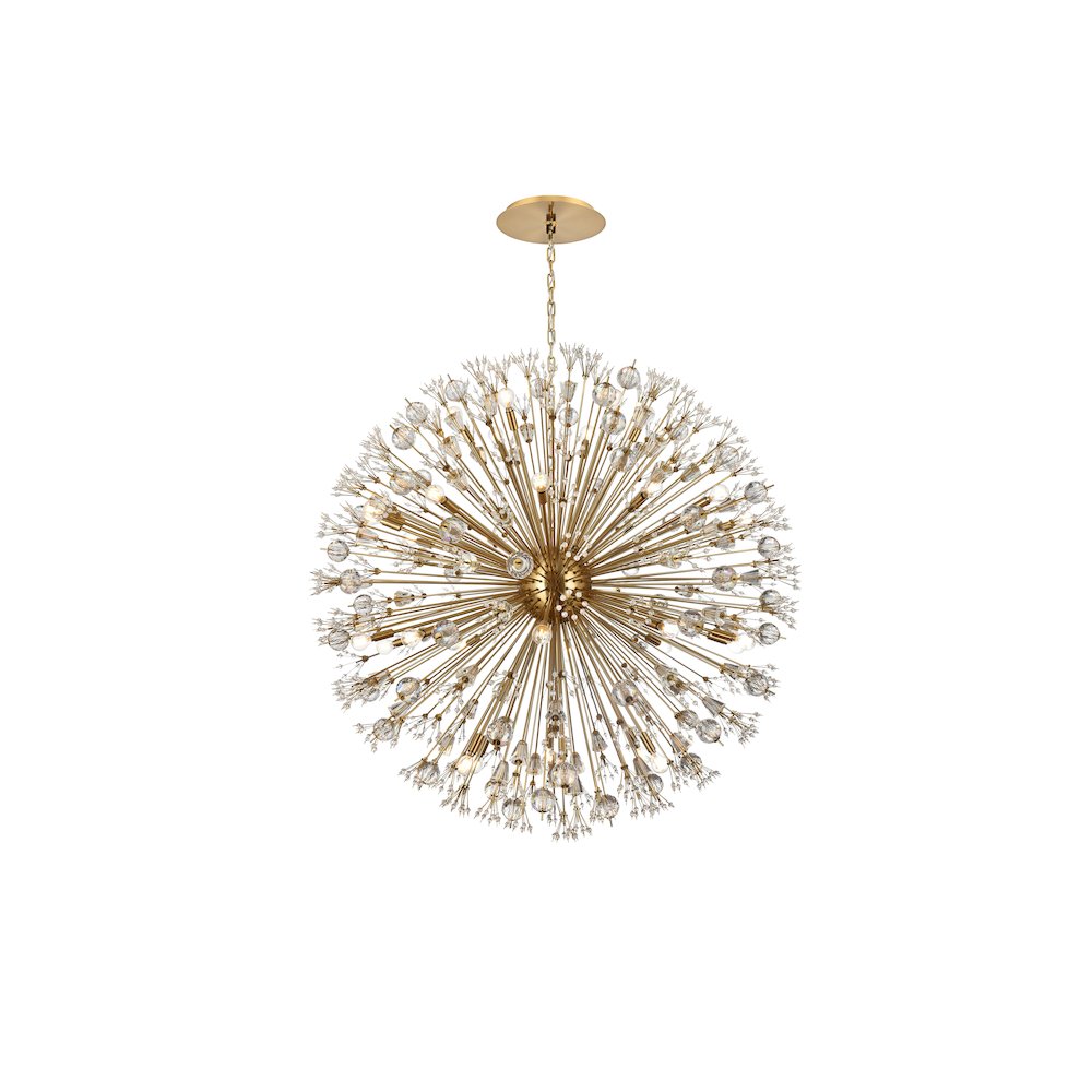 Vera 50 inch crystal starburst round pendant in gold