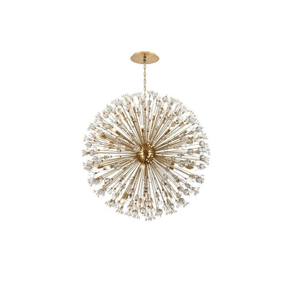 Vera 50 inch crystal starburst round pendant in gold