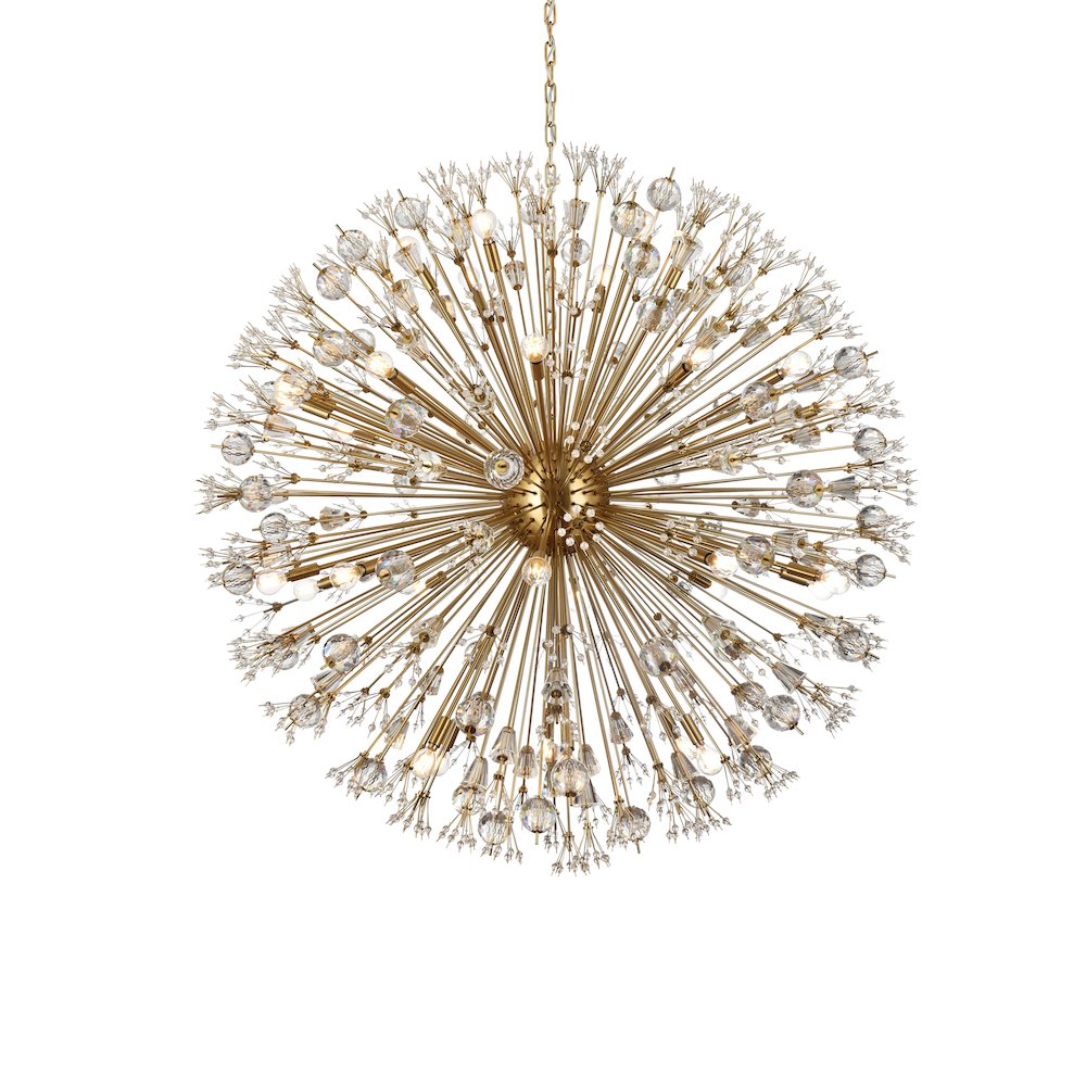 Vera 50 inch crystal starburst round pendant in gold