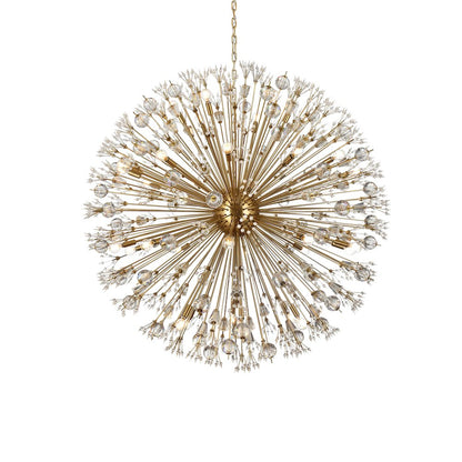 Vera 50 inch crystal starburst round pendant in gold