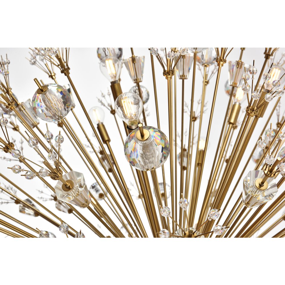 Vera 50 inch crystal starburst round pendant in gold