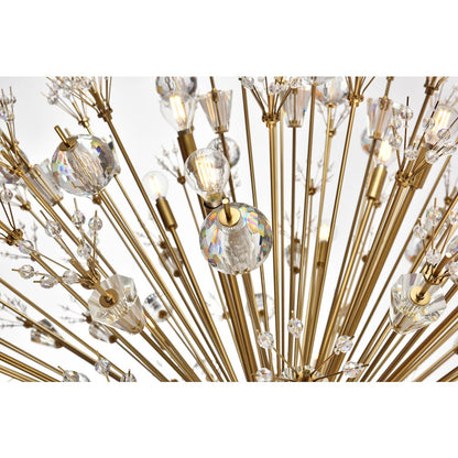 Vera 50 inch crystal starburst round pendant in gold