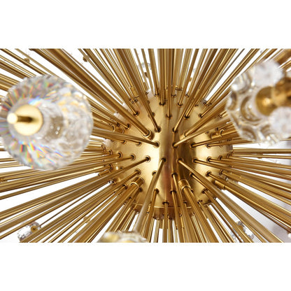 Vera 50 inch crystal starburst round pendant in gold