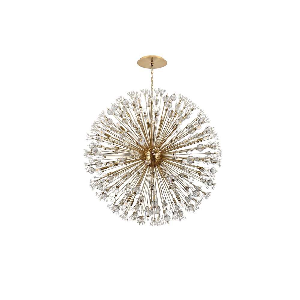 Vera 50 inch crystal starburst round pendant in gold