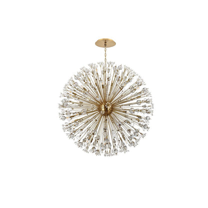 Vera 50 inch crystal starburst round pendant in gold