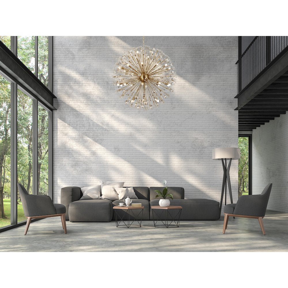 Vera 50 inch crystal starburst round pendant in gold