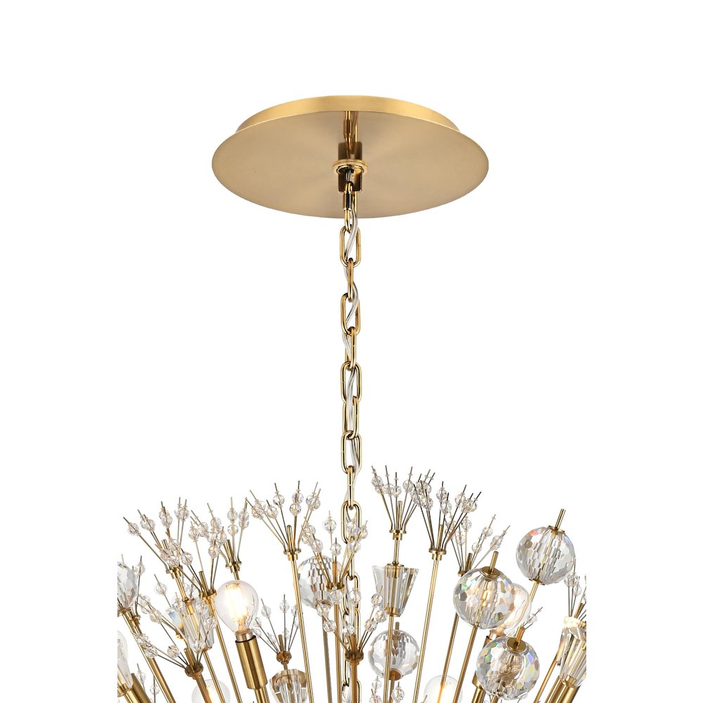 Vera 50 inch crystal starburst round pendant in gold