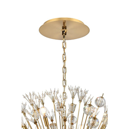 Vera 50 inch crystal starburst round pendant in gold