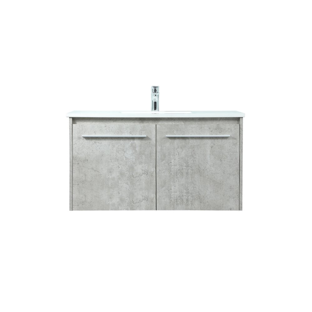 36 Inch Single Bathroom Vanity In Concrete Grey