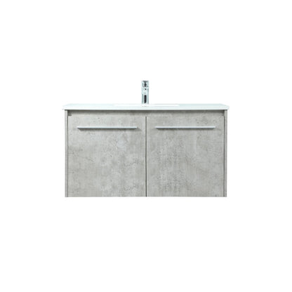 36 Inch Single Bathroom Vanity In Concrete Grey